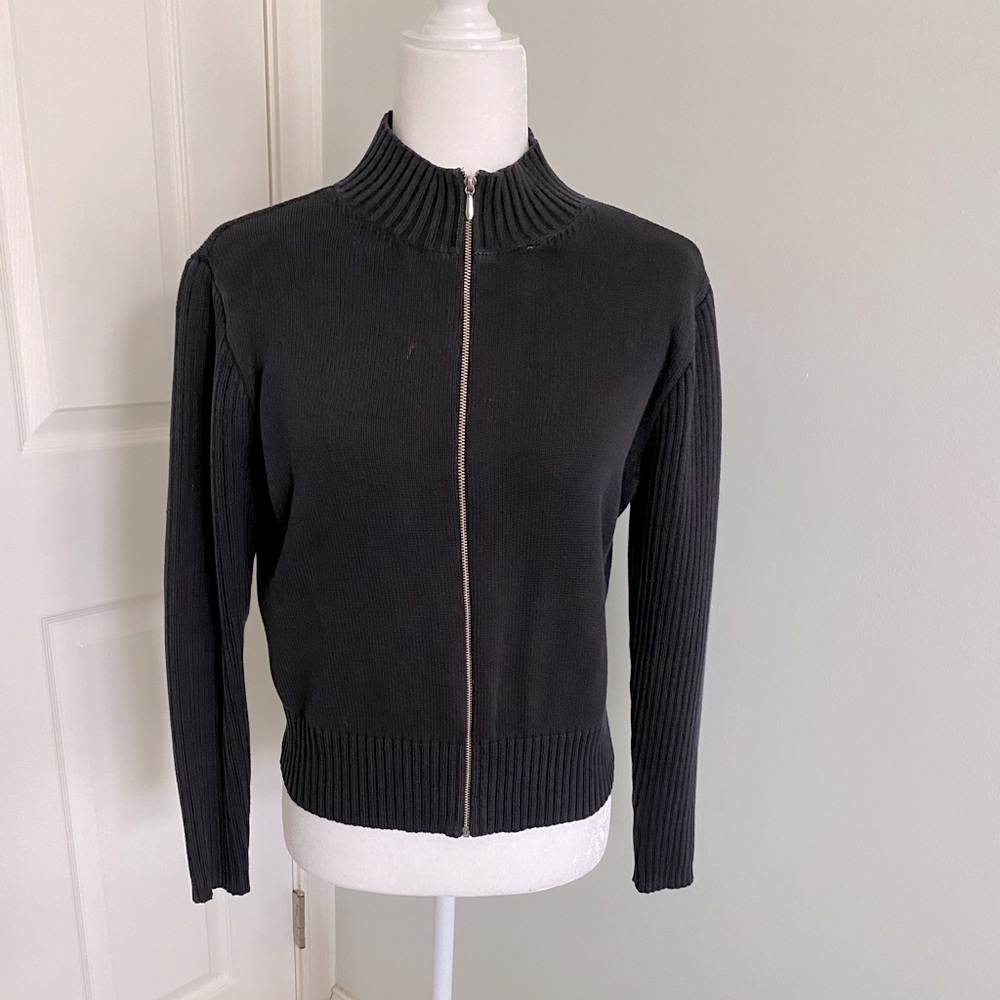 VINTAGE Gap black cotton zip cardigan, size Small